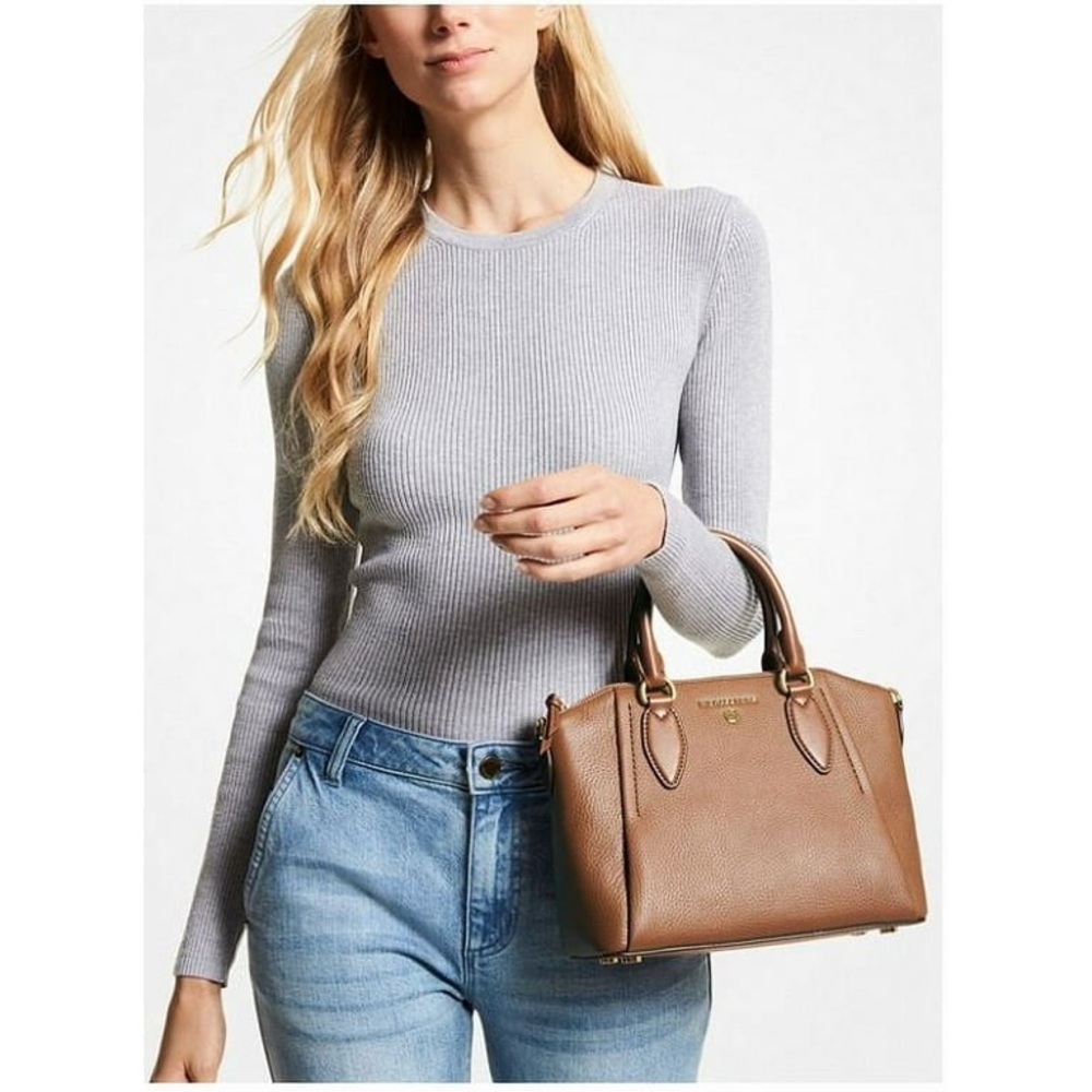 EUC MICHAEL KORS•pebble leather tan sienna medium  satchel crossbody bag